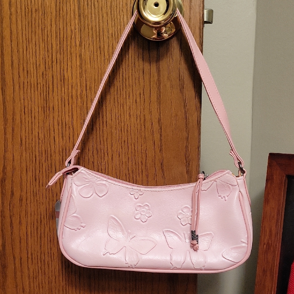 Elegant Pink Butterfly Embossed Women's Bag